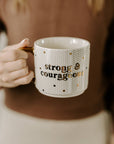 Strong and Courageous Gold Tile Coffee Mug