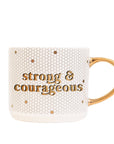 Strong and Courageous Gold Tile Coffee Mug