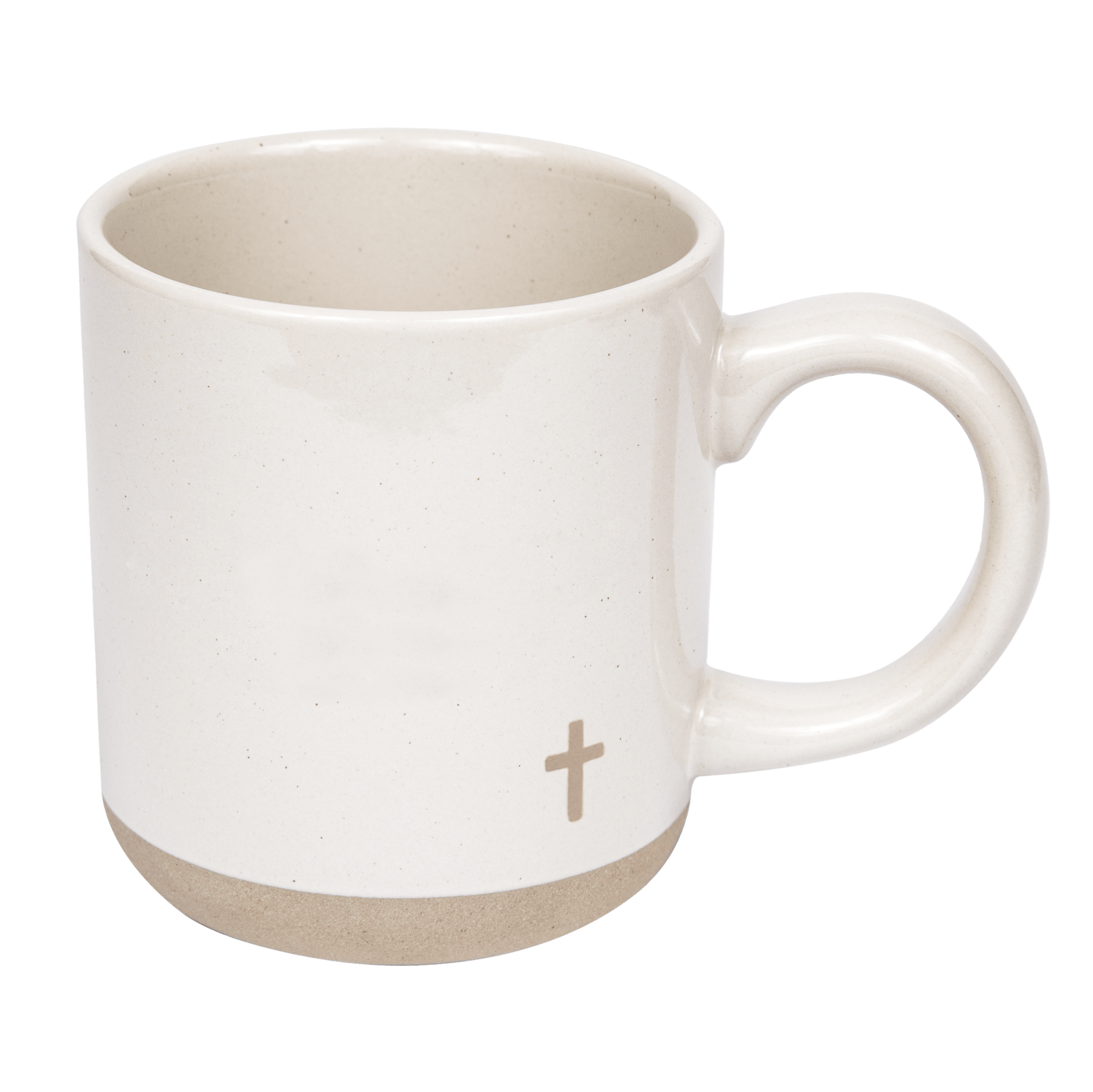 Handcrafted 14oz stoneware coffee mug with cross design – Christian faith-inspired devotional cup