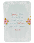 Box of Blessings gift with 101 encouraging Bible verses on double-sided cards, featuring elegant pink and teal floral designs for women of faith.
