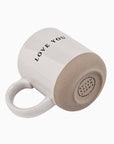 Speckled cream stoneware mug with Love You text, dishwasher and microwave safe