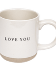 Love You stoneware coffee mug with black lettering – 14oz handcrafted ceramic cup