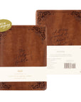 CSB Notetaking Bible Edinburgh chocolate floral theme showing front and back cover with new packaging and leather-like embossed design