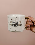 Strong and Courageous Gold Tile Coffee Mug