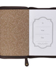 Man of God Faux Leather Journal with Zipper – Honey-Brown & Espresso | 1 Timothy 6:11