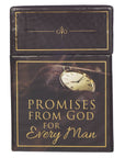 Promises From God for Every Man Box of Blessings — black gift box with gold foil watch design and Scripture encouragement cards for men.