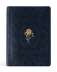 Versailles CSB Women’s Study Bible with navy blue floral embossed cover and gold flower design