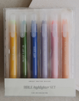 Set of wax Bible highlighters in various colors with a clear packaging box.