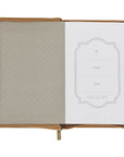 Tan faux leather Christian journal with “With God All Things Are Possible” Scripture quote in gold foil