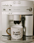 Be Still and Know Gold Tile Coffee Mug