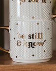 Be Still and Know Gold Tile Coffee Mug