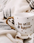 Be Still and Know Gold Tile Coffee Mug