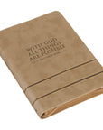 With God All Things Are Possible Tan Faux Leather Journal