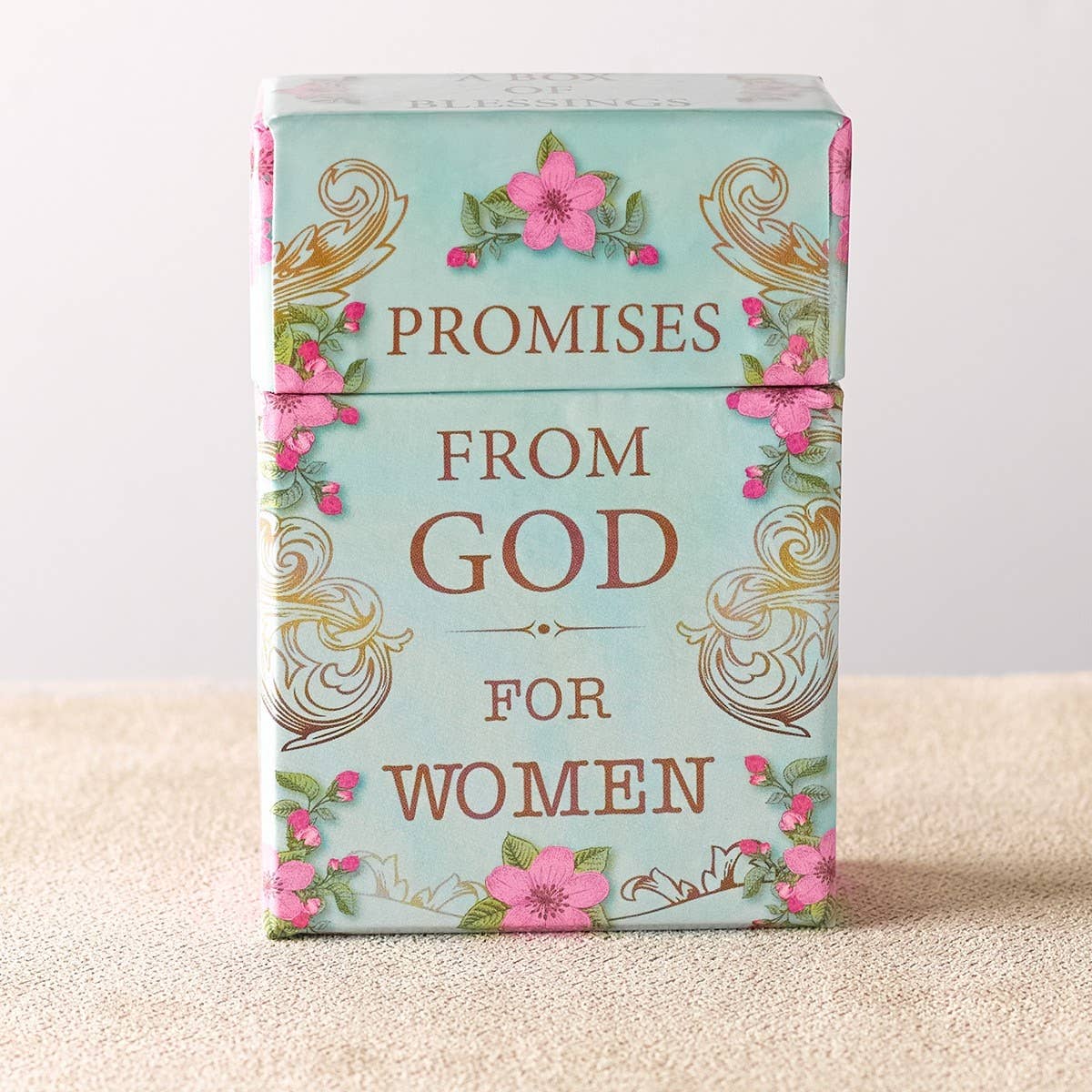 Christian Scripture promise cards in a sturdy floral box, perfect for encouragement, daily meditation, and uplifting gifts for women.