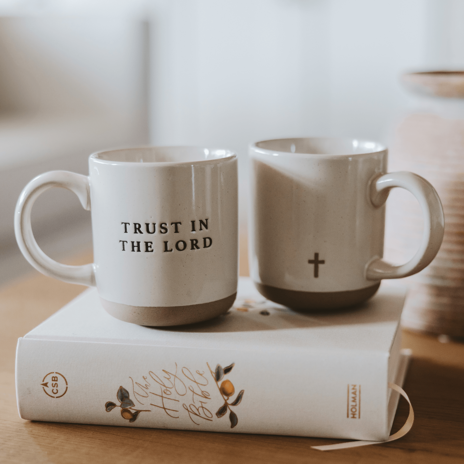 Unique Christian cross coffee mug, handcrafted stoneware, ideal gift for believers and daily quiet time