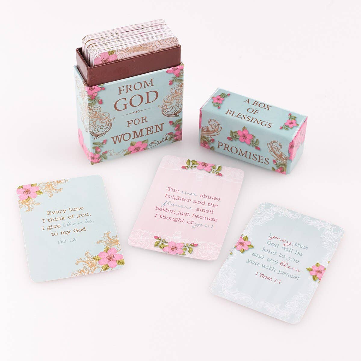 Set of inspirational promise cards with Bible verses for women, designed to uplift faith and provide daily encouragement from Scripture.