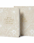 Cordova NLT Journaling Bible and matching Cordova 5-Year Prayer Journal displayed together as a Christian gift set.
