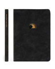Front cover and spine of the Jerusalem journal featuring gold sunrise artwork on a black suede-like cover with Hosanna Revival branding.