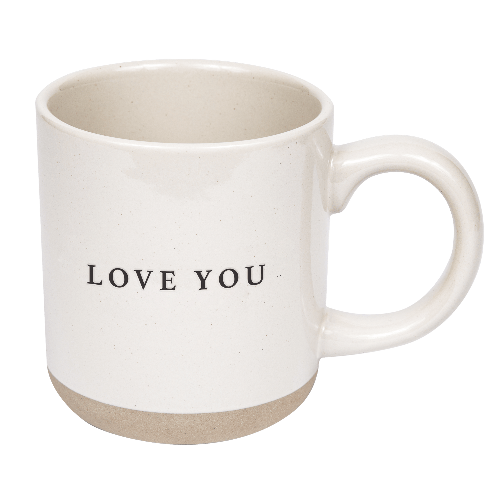 Love You stoneware coffee mug with black lettering – 14oz handcrafted ceramic cup