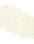 Set of four calendar sheets for 2025 to 2028 