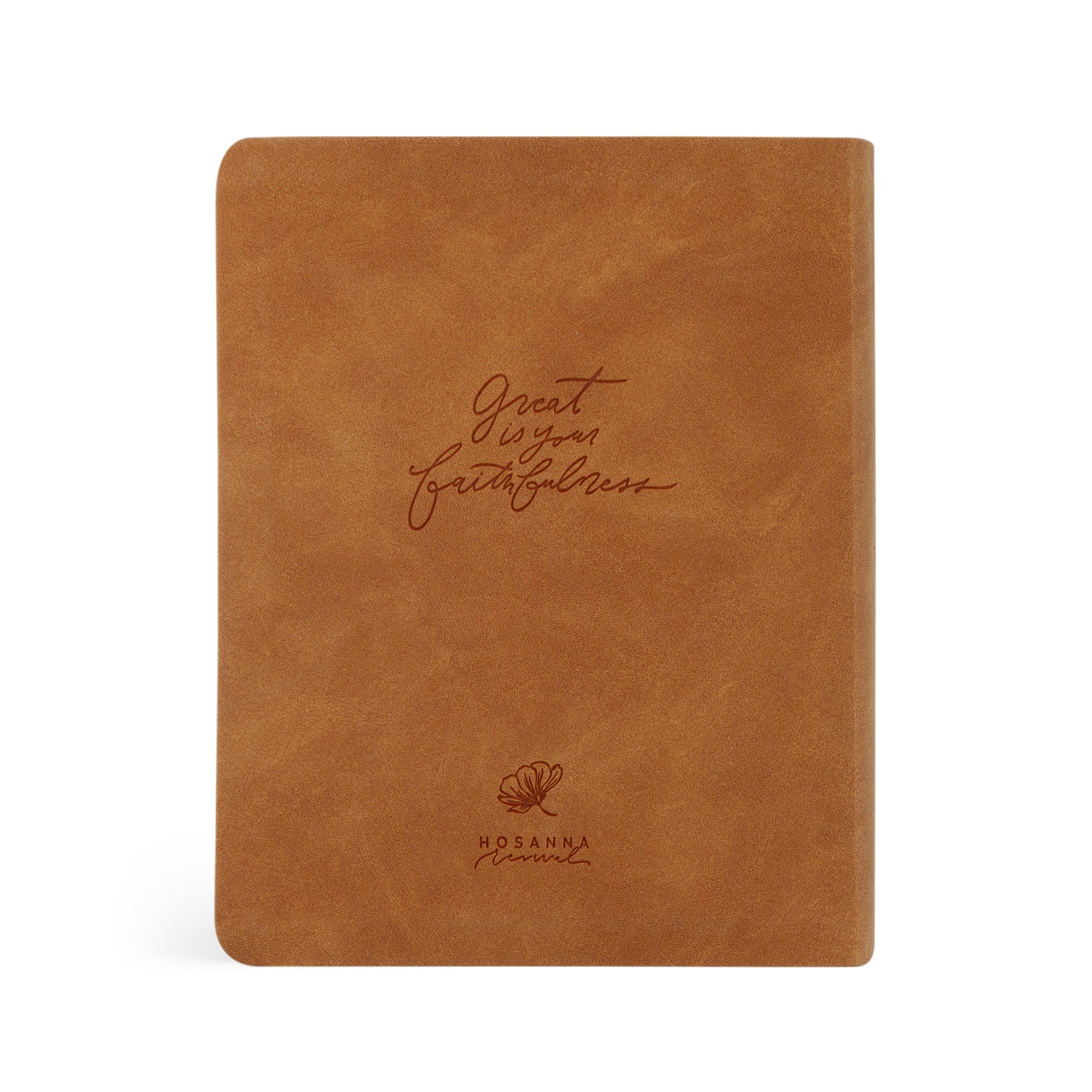 Back cover of the Amelia Christian Standard Bible featuring the hymn “Great Is Your Faithfulness” in elegant script.