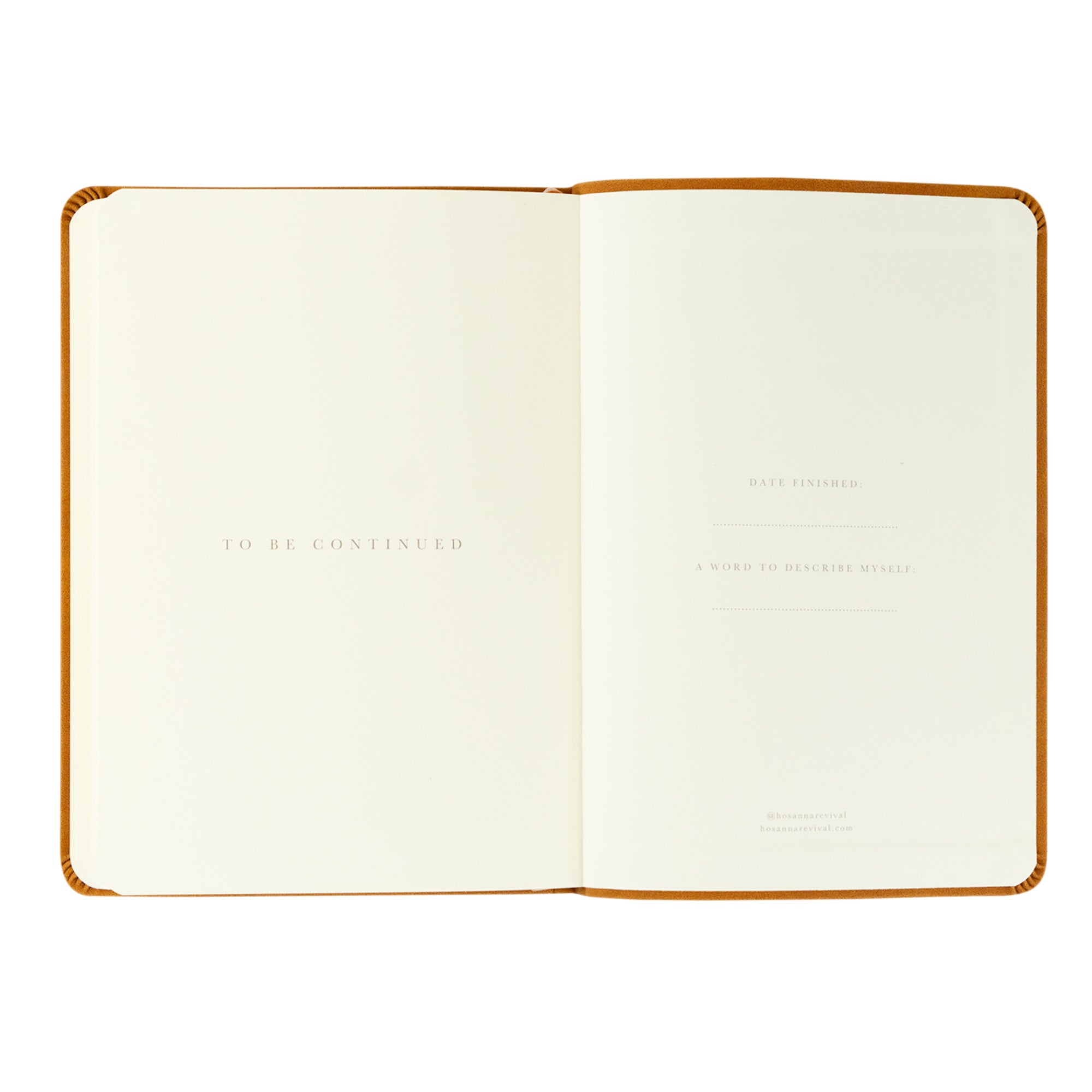 Interior closing page of Amelia leather-like Christian journal with reflection prompts and premium lined pages for prayer journaling and personal growth