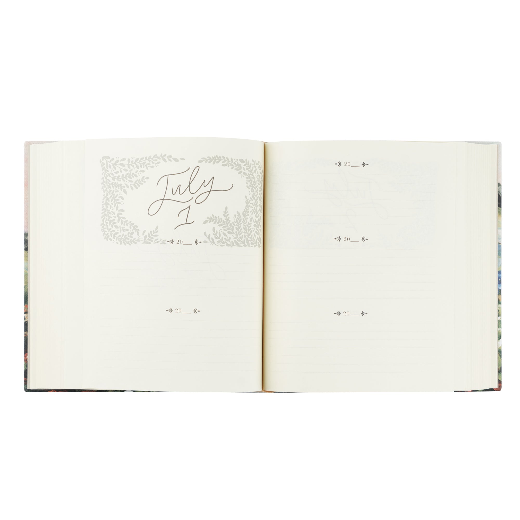 Coram 5 year prayer journal daily entry layout showing July 1 with space for multiple years of prayers