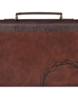 Crown of Thorns brown faux leather Bible cover large with heat-debossed design