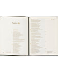 Open CSB Jerusalem Bible laying flat on a white background, displaying the book of Psalms with single-column text and wide margins for notes.