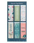 Set of six floral magnetic page markers with Christian phrases