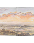 Florence Christian notebook closing pages with sunset landscape artwork and space for date finished and reflection