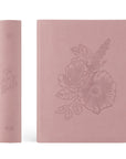 Mauves CSB Notetaking Bible with floral leather-like cover and embossed poppy design shown with spine view