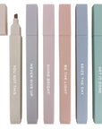 Neutral inspirational highlighter set with muted pastel colors and motivational messages for Bible study, journaling, and planning