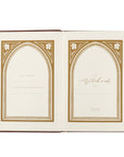 Palma Christian notebook dedication pages with gold arch design and space for date started and personal reflection