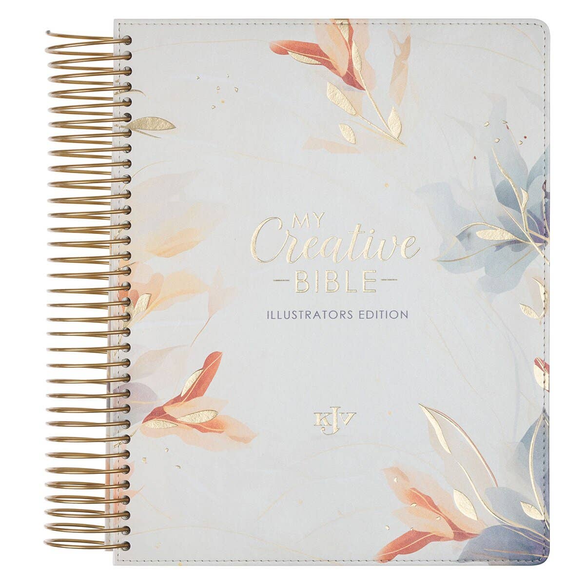 Pearlized White Floral My Creative Bible Spiral Bound Illustrators Edition KJV with gold binding