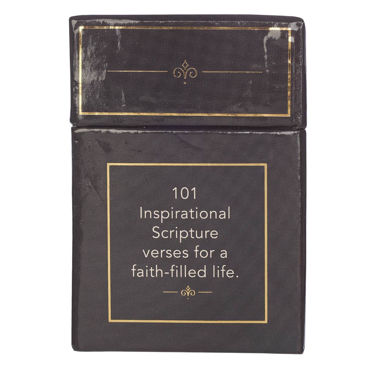 101 Inspirational Scripture verses for a faith filled life. Scripture cards and carrying box displayed