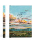 Santa Lucia Christian notebook showing spine and front cover with Joy Comes in the Morning Psalm 30:5 sunrise design