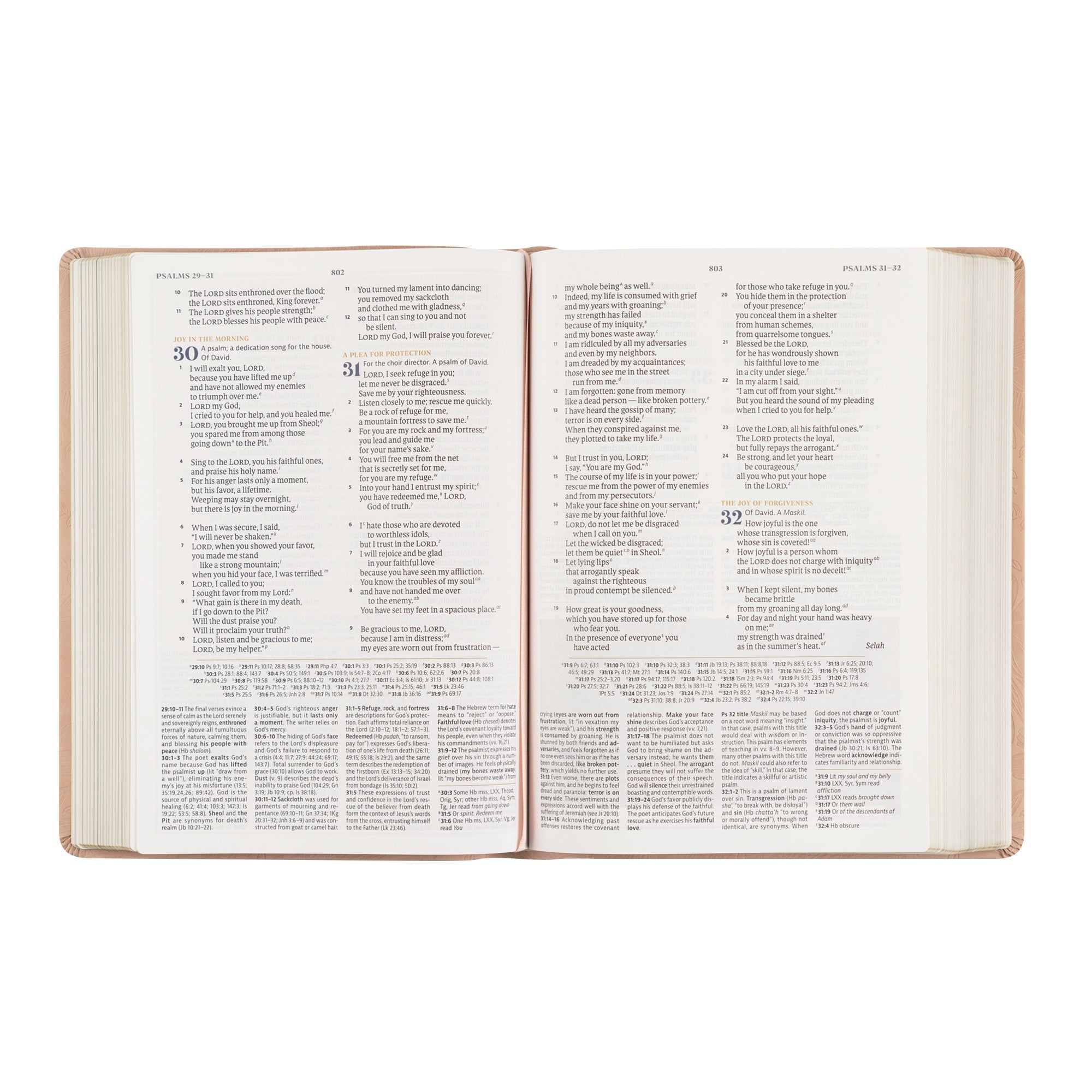 Open pages of Sonora CSB Women’s Study Bible showing Scripture text and study notes