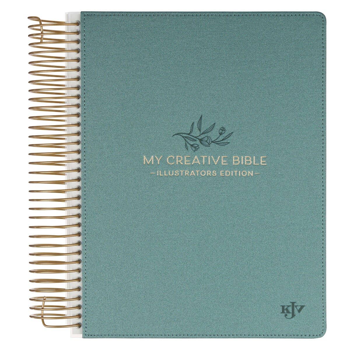 Teal My Creative Bible Spiral Bound Illustrators Edition KJV with gold spiral binding