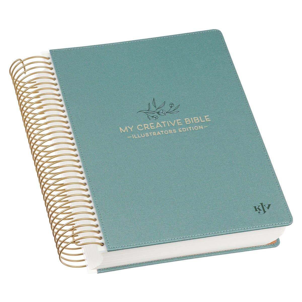 Teal My Creative Bible KJV spiral bound journaling Bible with textured faux leather hardcover and gold binding