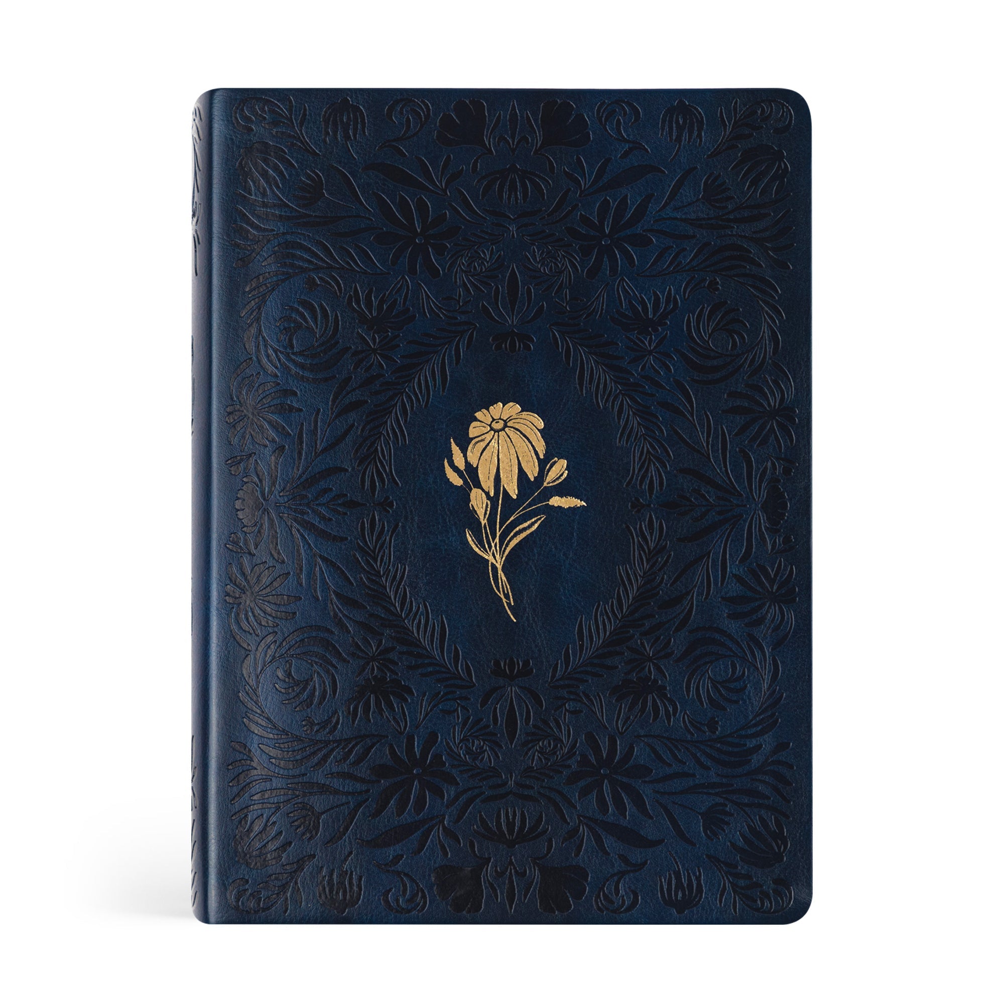 Versailles CSB Women’s Study Bible with navy blue floral embossed cover and gold flower design